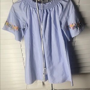 Embroidered Blue Women's Top